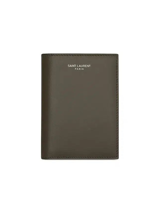 Saint Laurent Men's Credit Card Wallet in Smooth Leather - Light Musk
