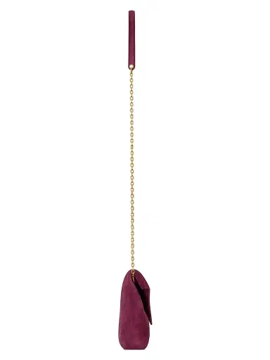 Saint Laurent Women's Cassandre Small Chain Pouch in Suede - Deep Fuchsia | Thumbnail 4 Saint Laurent Women's Cassandre Small Chain Pouch in Suede - Deep Fuchsia | Thumbnail 4