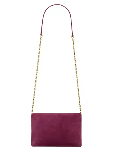 Saint Laurent Women's Cassandre Small Chain Pouch in Suede - Deep Fuchsia | Thumbnail 5 Saint Laurent Women's Cassandre Small Chain Pouch in Suede - Deep Fuchsia | Thumbnail 5