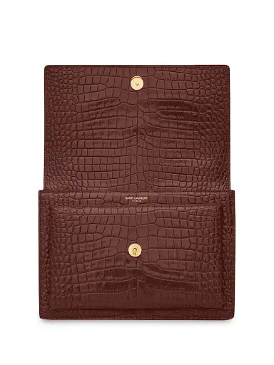 Saint Laurent Women's Sunset Croc-Embossed Leather Shoulder Bag - Red Velvet | Thumbnail 4 Saint Laurent Women's Sunset Croc-Embossed Leather Shoulder Bag - Red Velvet | Thumbnail 4