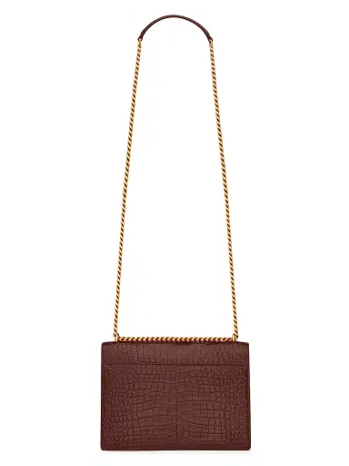 Saint Laurent Women's Sunset Croc-Embossed Leather Shoulder Bag - Red Velvet | Thumbnail 7 Saint Laurent Women's Sunset Croc-Embossed Leather Shoulder Bag - Red Velvet | Thumbnail 7