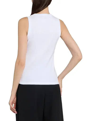 Saint Laurent Women's Cassandre Tank Top in Ribbed Cotton Jersey - Blanc | Thumbnail 5 Saint Laurent Women's Cassandre Tank Top in Ribbed Cotton Jersey - Blanc | Thumbnail 5