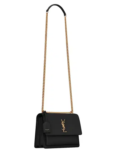 Saint Laurent Women's Sunset Medium Shoulder Bag in Smooth Leather - Black | Thumbnail 7 Saint Laurent Women's Sunset Medium Shoulder Bag in Smooth Leather - Black | Thumbnail 7