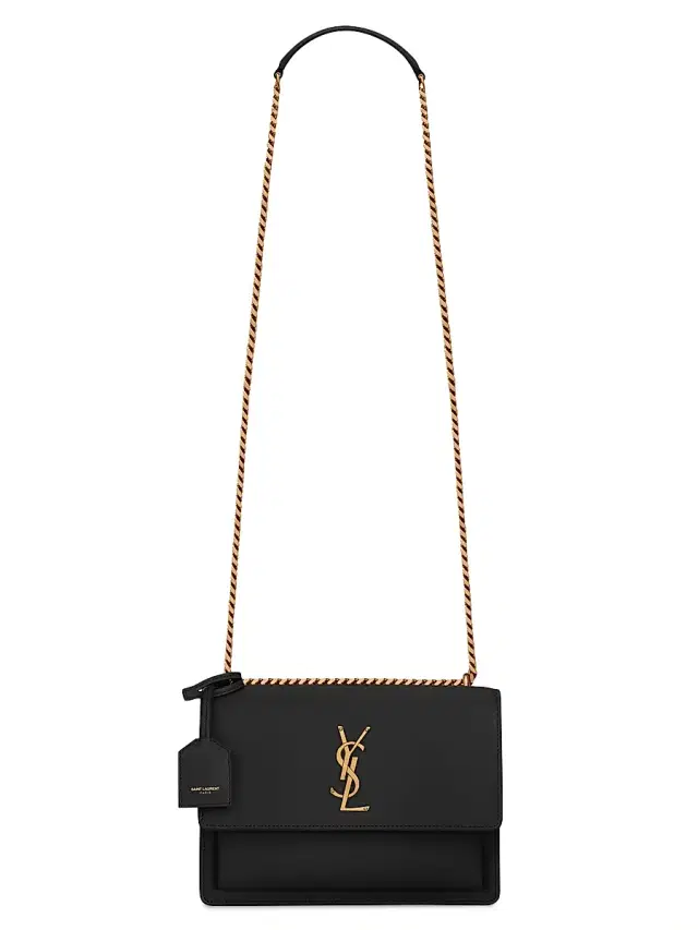 Saint Laurent Women's Sunset  Shoulder Bag in Smooth Leather - Black
