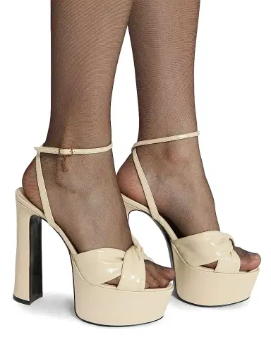 Saint Laurent Women's Franciane Platform Sandals in Smooth Leather | Thumbnail 3