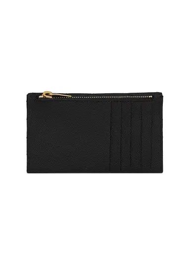 Saint Laurent Women's Cassandre Matelassé Fragments Flap Card Case in Grain de Poudre Embossed Leather | Thumbnail 2 Saint Laurent Women's Cassandre Matelassé Fragments Flap Card Case in Grain de Poudre Embossed Leather | Thumbnail 2
