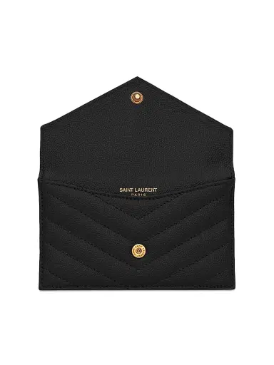 Saint Laurent Women's Cassandre Matelassé Fragments Flap Card Case in Grain de Poudre Embossed Leather | Thumbnail 4 Saint Laurent Women's Cassandre Matelassé Fragments Flap Card Case in Grain de Poudre Embossed Leather | Thumbnail 4