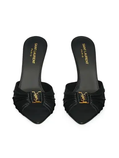 Saint Laurent Women's Babylone Mules in Smooth Leather - Black - Size 4.5 | Thumbnail 3