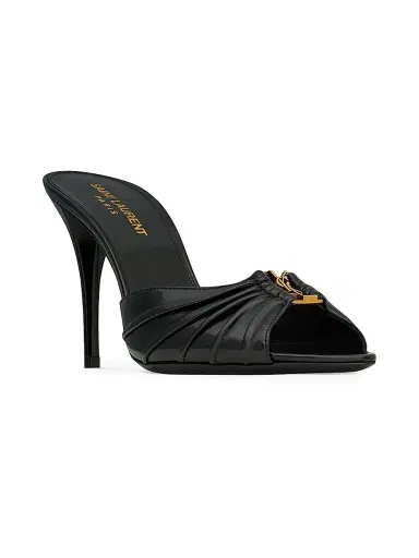 Saint Laurent Women's Babylone Mules in Smooth Leather - Black - Size 4.5 | Thumbnail 1