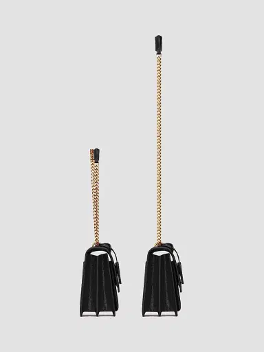 Saint Laurent Women's Medium Sunset Croc-Embossed Leather Shoulder Bag - Noir | Thumbnail 4 Saint Laurent Women's Medium Sunset Croc-Embossed Leather Shoulder Bag - Noir | Thumbnail 4