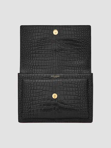Saint Laurent Women's Medium Sunset Croc-Embossed Leather Shoulder Bag - Noir | Thumbnail 5 Saint Laurent Women's Medium Sunset Croc-Embossed Leather Shoulder Bag - Noir | Thumbnail 5