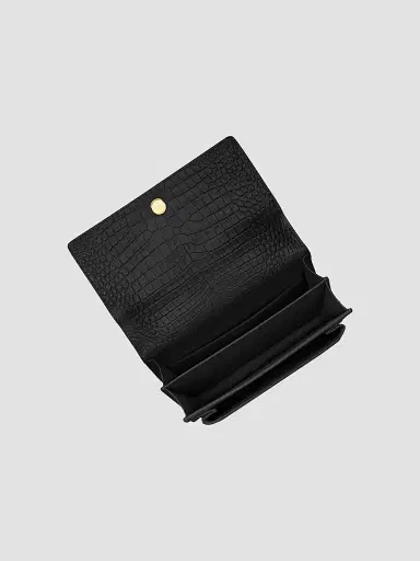 Saint Laurent Women's Medium Sunset Croc-Embossed Leather Shoulder Bag - Noir | Thumbnail 6 Saint Laurent Women's Medium Sunset Croc-Embossed Leather Shoulder Bag - Noir | Thumbnail 6