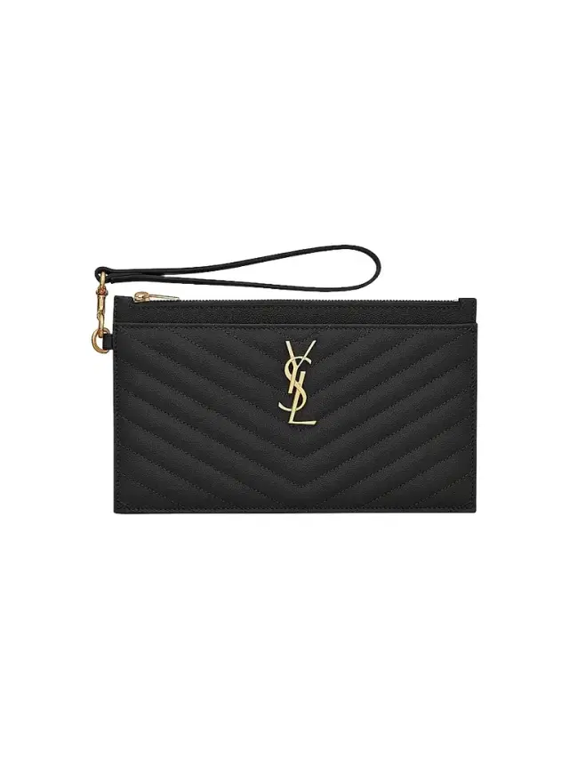 Saint Laurent Women's Monogram Matelassé Leather Pouch - Noir