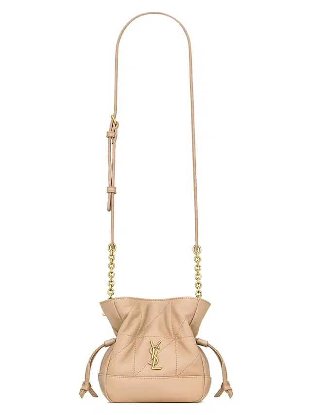 Saint Laurent Women's Jamie Mini Shoulder Pouch in Lambskin - Clear Beige