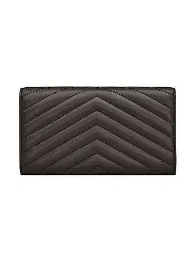 Saint Laurent Women's Cassandre Matelassé Flap Wallet in Lambskin - Urban Grey | Thumbnail 4