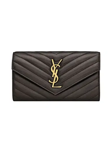 Saint Laurent Women's Cassandre Matelassé Flap Wallet in Lambskin - Urban Grey | Thumbnail 1