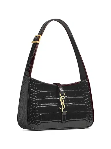 Saint Laurent Women's Le 5 ÿ 7 in Crocodile-Embossed Patent Leather Shoulder Bag - Black | Thumbnail 2 Saint Laurent Women's Le 5 ÿ 7 in Crocodile-Embossed Patent Leather Shoulder Bag - Black | Thumbnail 2