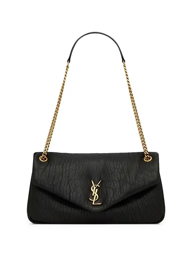 Women's Calypso  Shoulder Bag in Grained Lambskin - Black