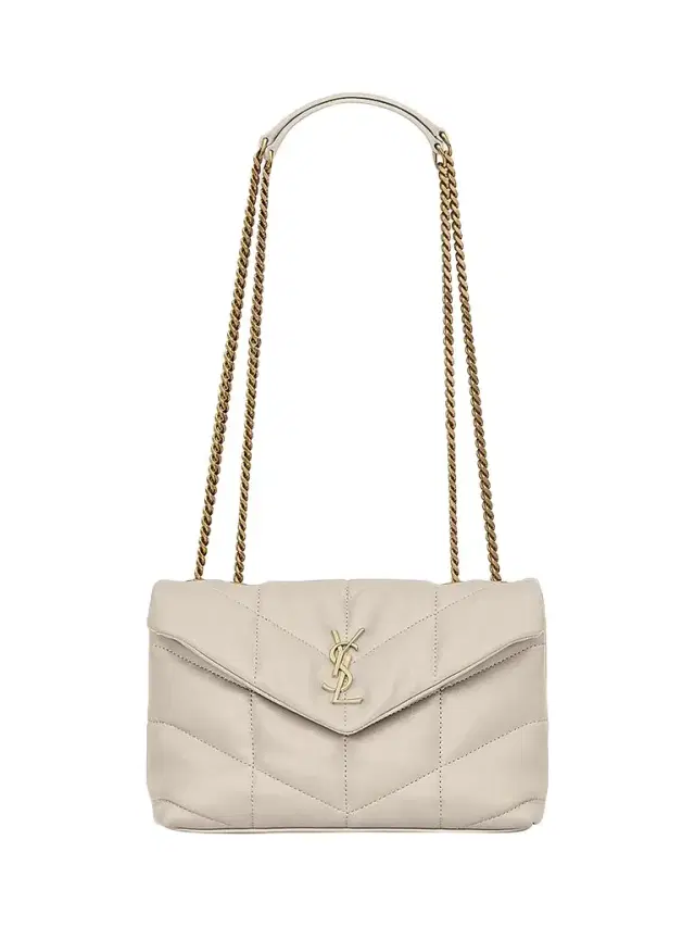 Saint Laurent Women's Puffer Toy Shoulder Bag in Quilted Lambskin - Blanc Vintage