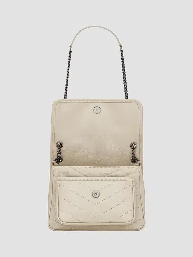 Saint Laurent Women's Niki Baby Shoulder Bag in Vintage Leather - Cream Soft | Thumbnail 4