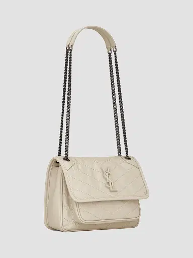Saint Laurent Women's Niki Baby Shoulder Bag in Vintage Leather - Cream Soft | Thumbnail 5