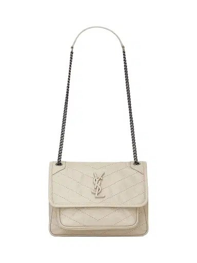 Saint Laurent Women's Niki Baby Shoulder Bag in Vintage Leather - Cream Soft | Thumbnail 1