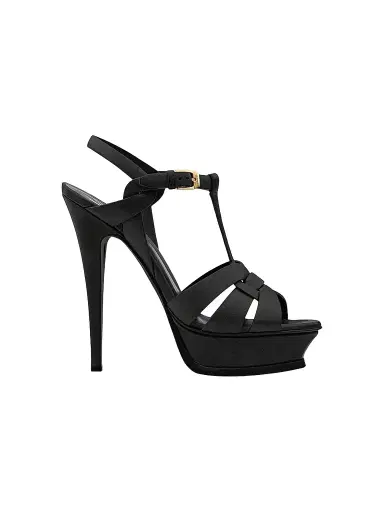Saint Laurent Women's Tribute Platform Sandals in Smooth Leather - Black - Size 4.5 | Thumbnail 1 Saint Laurent Women's Tribute Platform Sandals in Smooth Leather - Black - Size 4.5 | Thumbnail 1