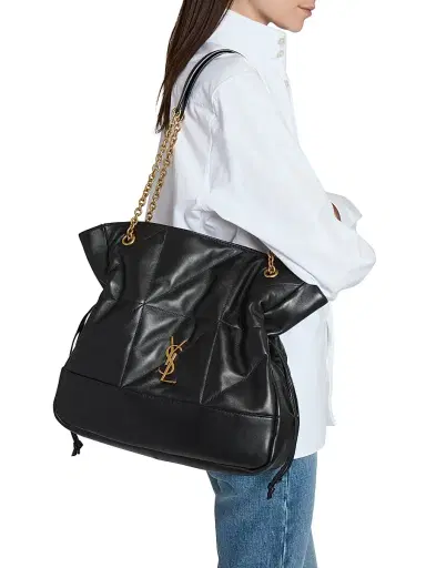 Saint Laurent Women's Jamie Shopping Tote Bag in Lambskin - Black | Thumbnail 3 Saint Laurent Women's Jamie Shopping Tote Bag in Lambskin - Black | Thumbnail 3