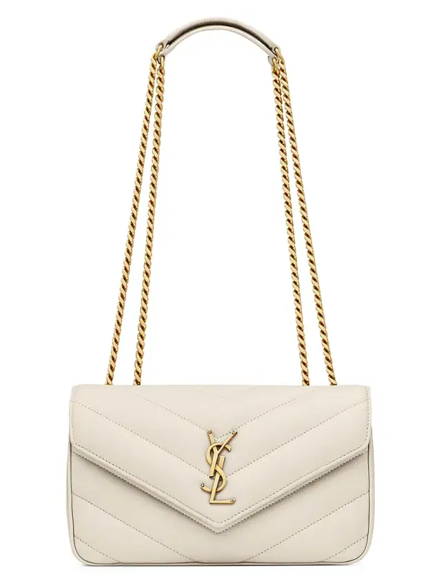 Saint Laurent Women's Loulou  Shoulder Bag in Lambskin Leather - Blanc Vintage