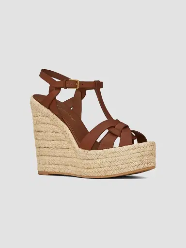 Saint Laurent Women's Tribute Leather Espadrille Wedge Sandals | Thumbnail 2 Saint Laurent Women's Tribute Leather Espadrille Wedge Sandals | Thumbnail 2