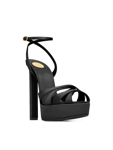 Saint Laurent Women's Chandelle Platform Sandals in Satin Crepe | Thumbnail 2 Saint Laurent Women's Chandelle Platform Sandals in Satin Crepe | Thumbnail 2