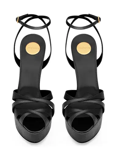 Saint Laurent Women's Chandelle Platform Sandals in Satin Crepe | Thumbnail 3 Saint Laurent Women's Chandelle Platform Sandals in Satin Crepe | Thumbnail 3