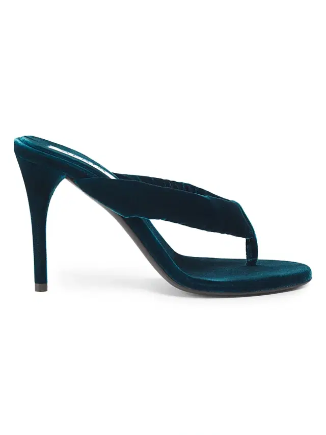 ALAIA Women's Tong 90MM Velvet Mules - Petrole