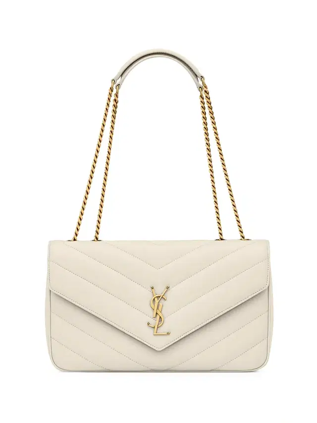 Saint Laurent Women's Loulou  Shoulder Bag in Lambskin Leather - Blanc Vintage