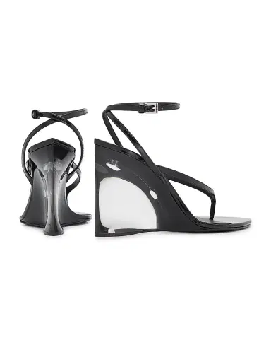 Alaïa Women's 90MM Leather Wedge Sandals - Noir | Thumbnail 3 Alaïa Women's 90MM Leather Wedge Sandals - Noir | Thumbnail 3