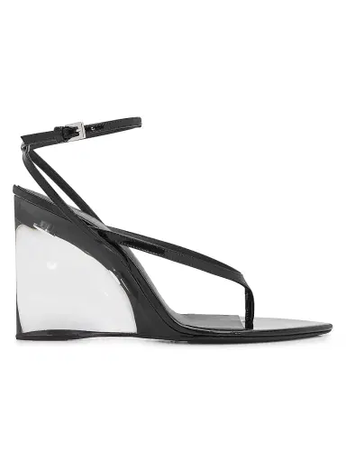 Alaïa Women's 90MM Leather Wedge Sandals - Noir | Thumbnail 1 Alaïa Women's 90MM Leather Wedge Sandals - Noir | Thumbnail 1