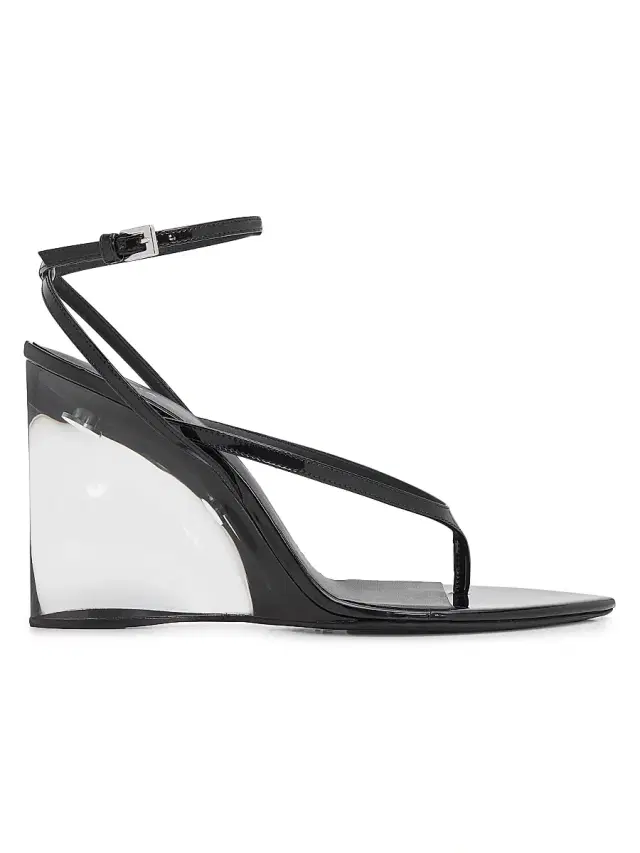 ALAIA Women's 90MM Leather Wedge Sandals - Noir