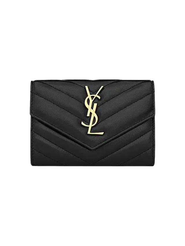 Saint Laurent Women's Cassandre Matelassé  Envelope Wallet in Lambskin - Nero
