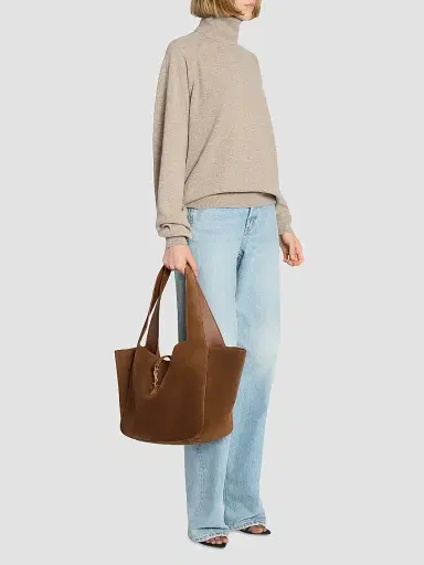 Saint Laurent Women's Le Bea in Suede Tote Bag - Caramel Cognac | Thumbnail 2 Saint Laurent Women's Le Bea in Suede Tote Bag - Caramel Cognac | Thumbnail 2