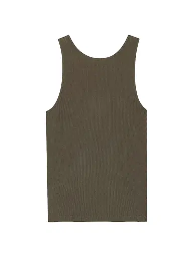 Saint Laurent Women's Cassandre Tank Top in Ribbed Cotton Jersey - Khaki Fonce - Size XL | Thumbnail 3 Saint Laurent Women's Cassandre Tank Top in Ribbed Cotton Jersey - Khaki Fonce - Size XL | Thumbnail 3