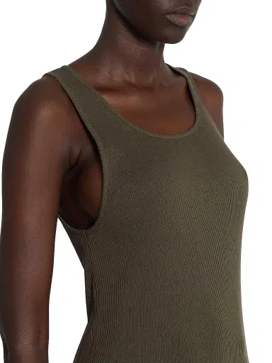 Saint Laurent Women's Cassandre Tank Top in Ribbed Cotton Jersey - Khaki Fonce - Size XL | Thumbnail 6 Saint Laurent Women's Cassandre Tank Top in Ribbed Cotton Jersey - Khaki Fonce - Size XL | Thumbnail 6