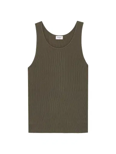 Saint Laurent Women's Cassandre Tank Top in Ribbed Cotton Jersey - Khaki Fonce - Size XL | Thumbnail 1 Saint Laurent Women's Cassandre Tank Top in Ribbed Cotton Jersey - Khaki Fonce - Size XL | Thumbnail 1
