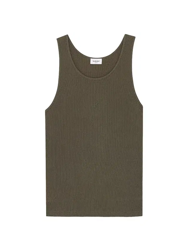 Saint Laurent Women's Cassandre Tank Top in Ribbed Cotton Jersey - Khaki Fonce