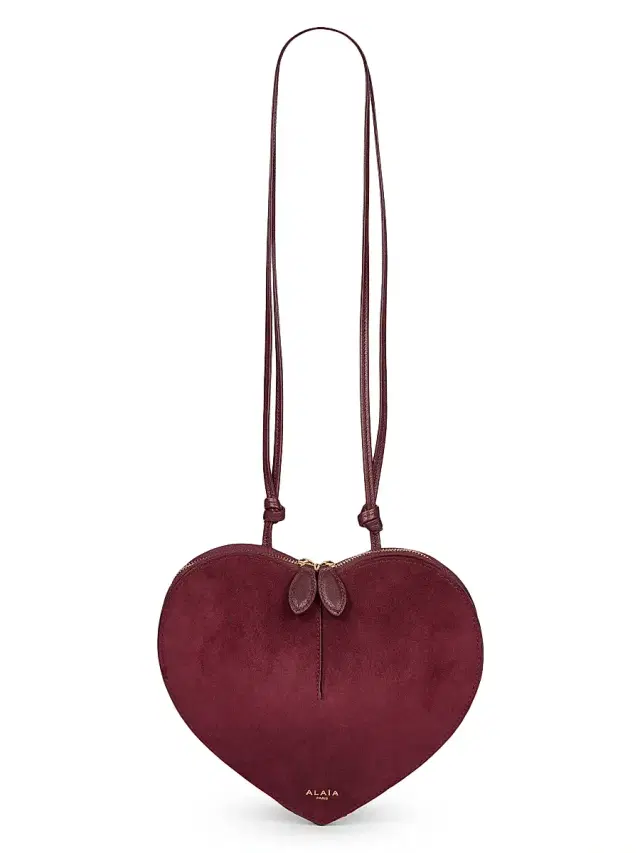 ALAIA Women's Heart Suede & Leather Shoulder Bag - Rouge Grenat