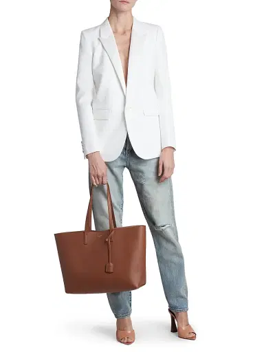 Saint Laurent Women's Shopping Tote Bag in Leather - Brick | Thumbnail 2