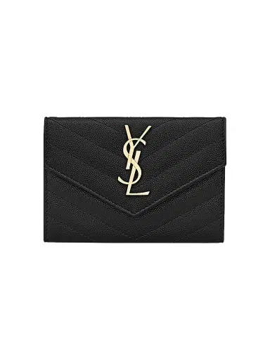 Saint Laurent Women's Cassandre Matelass Envelope Wallet in Grain de Poudre Embossed Leather - Nero | Thumbnail 1