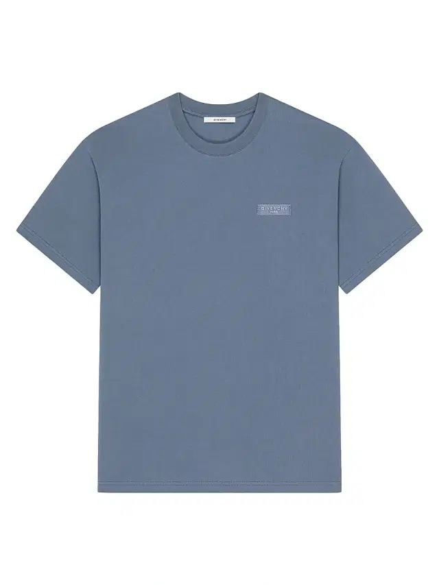 Givenchy Men's T-Shirt in Cotton with Paris Gros Grain - Military Blue