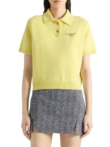 Givenchy Women's Polo in Wool and Cashmere with Paris 1952 - Acid Yellow | Thumbnail 2