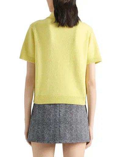 Givenchy Women's Polo in Wool and Cashmere with Paris 1952 - Acid Yellow | Thumbnail 3