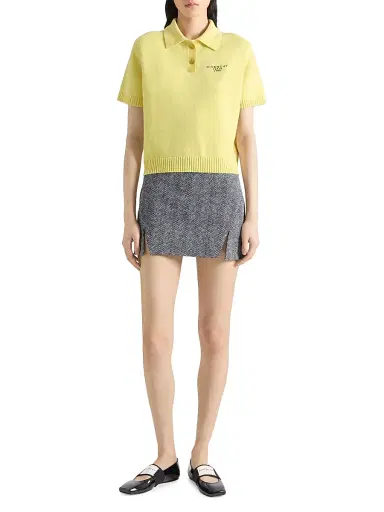 Givenchy Women's Polo in Wool and Cashmere with Paris 1952 - Acid Yellow | Thumbnail 4